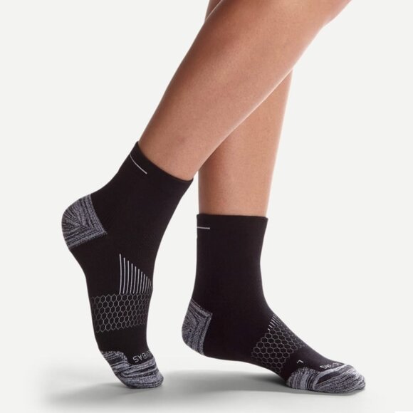 NWT Bombas Women's Running Quarter Socks (Black Bee) - Picture 1 of 9